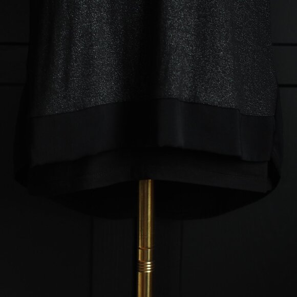 Calvin Klein | Black w Silver Metallic Shimmer, Mixed Media Top - Picture 5 of 8